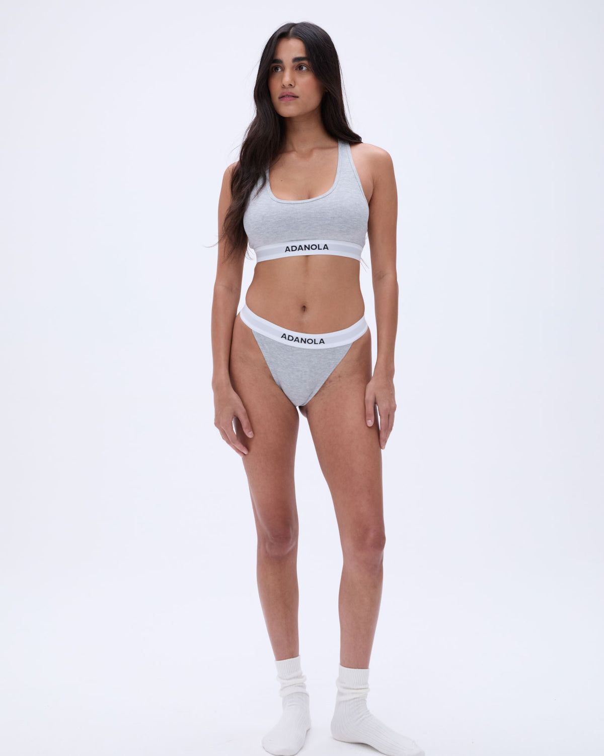 Adanola Branded Ribbed Racer Bra Grau | 87SINRTHJ