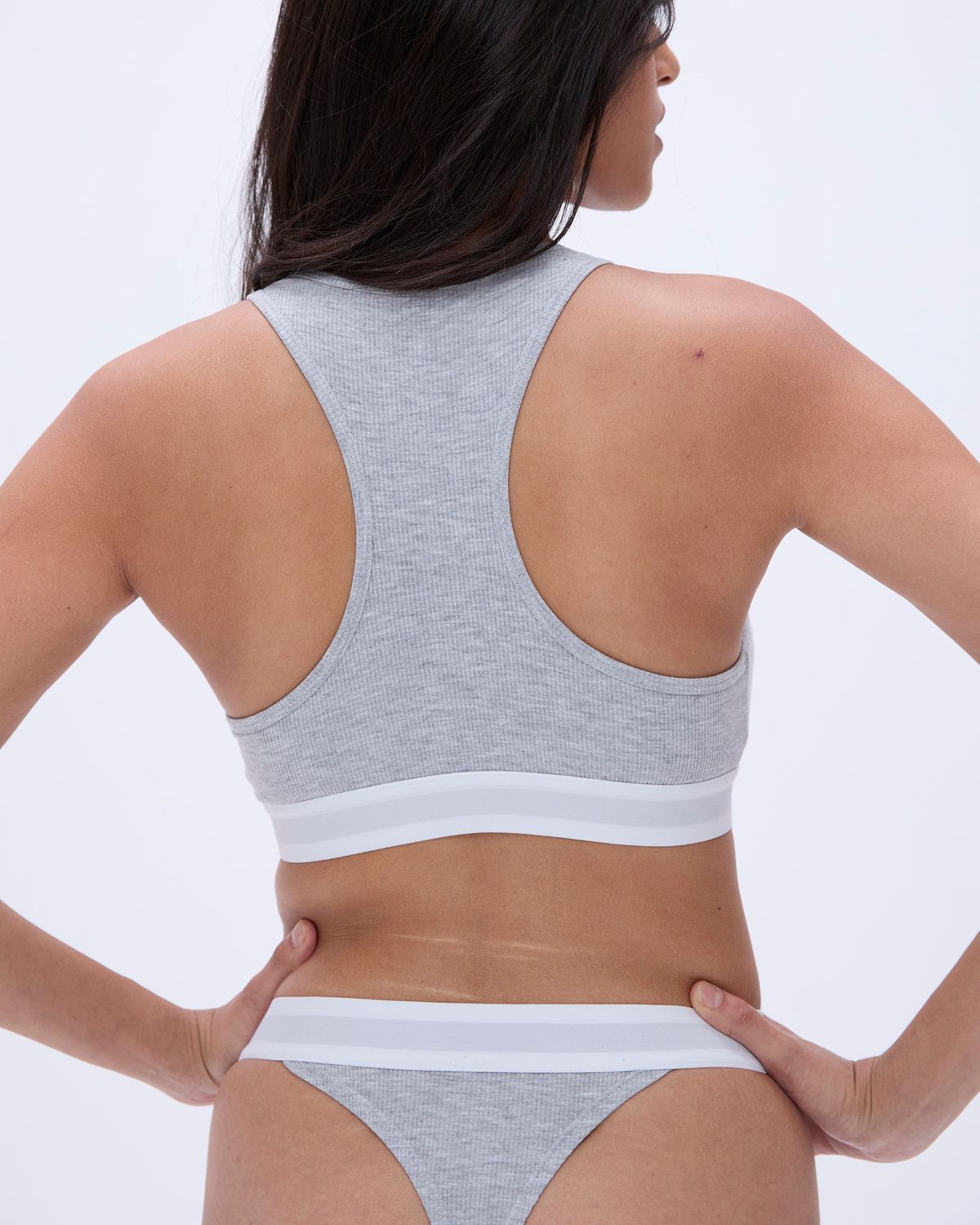 Adanola Branded Ribbed Racer Bra Grau | 87SINRTHJ