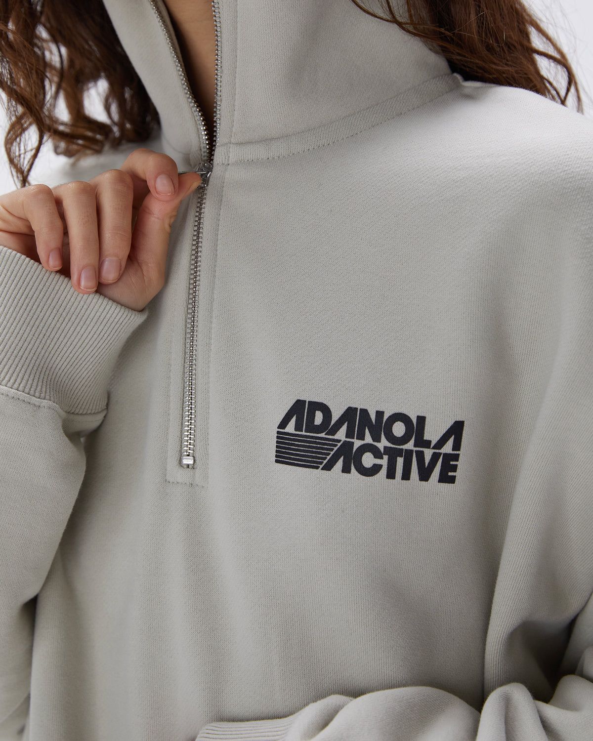 Adanola Retro Sports Oversized Funnel Neck Zip Sweatshirt Grau | 71PKLVJSB