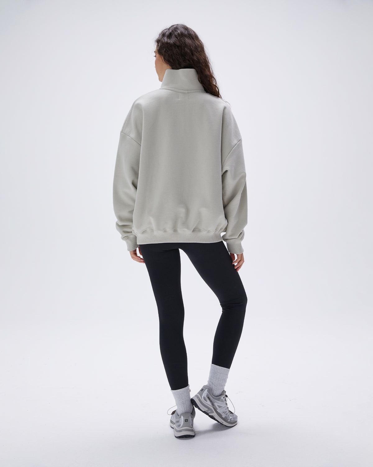 Adanola Retro Sports Oversized Funnel Neck Zip Sweatshirt Grau | 71PKLVJSB